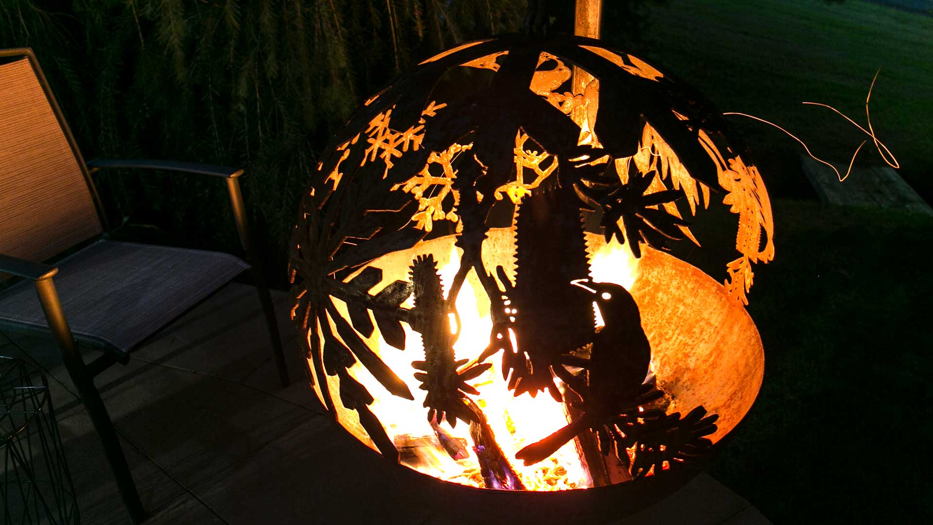 Flora and Fauna Sphere Fire Pit